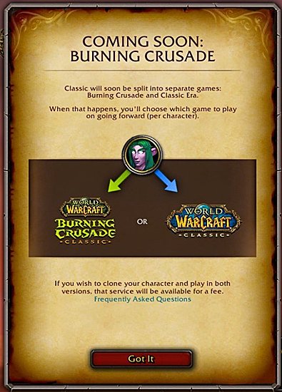 World of Warcraft Classic - Burning Crusade Classic : Blizzard abaisse le prix du service de clonage à 15€