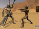 Un combat au corps à corps dans le désert aride de Tatooine