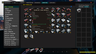 Menu de construction Easy Build de Starbase (détail)