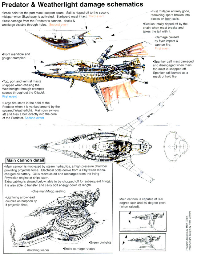 Images conceptuelles du Weatherlight et du Predator
