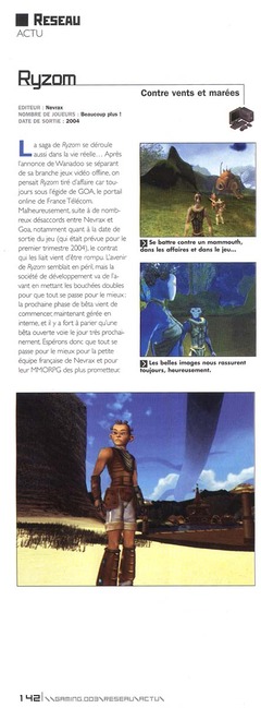 Article sur Ryzom dans la revue GAMING de Janvier