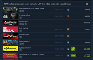 Meilleures ventes sur Steam