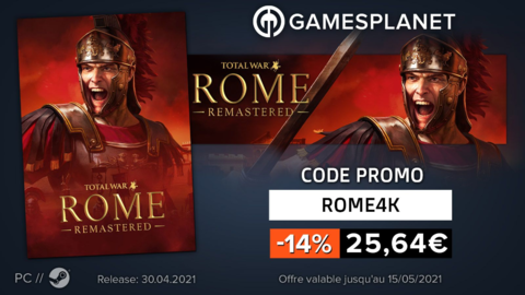 Promo Gamesplanet : Total War: Rome Remastered en promotion (jusqu'à -14%) et en pré-téléchargement