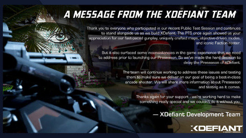XDefiant - Ubisoft reporte de nouveau la sortie de son shooter XDefiant