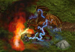 Combat contre un dragon par Cirdan