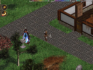 Un bûcheron se promène en ville