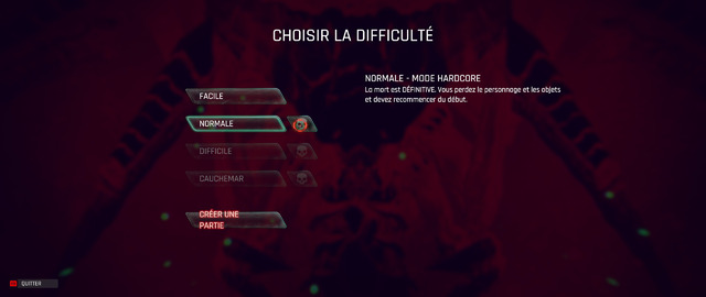 Difficulté normale + hardcore