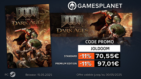 Doom: The Dark Ages - Code promo JOL x Gamesplanet : DOOM: The Dark Ages en précommande à -11%