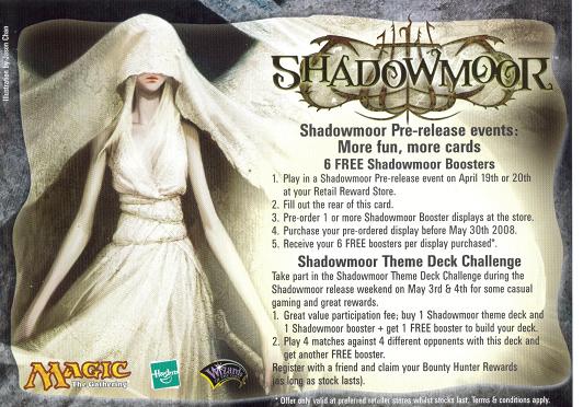 Publicité pour les avant-premières physiques Shadowmoor