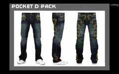 Le jeans avec des motifs dragon du pack Pocket D