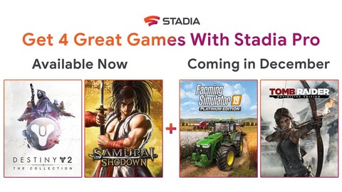 Google - Farming Simulator 19 et Tomb Raider: Definitive Edition intégrés à l'offre Pro de Stadia