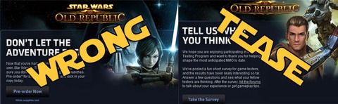 Star Wars The Old Republic - Mails erronés concernant la bêta