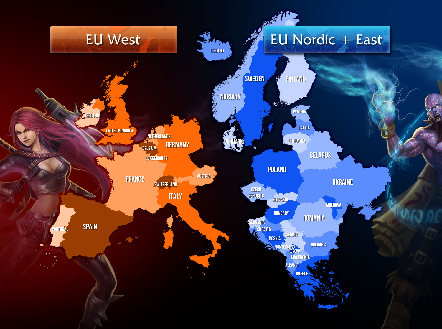 Легендарные государства. Лига легенд ЕУ Вест. Сервера Лиги легенд местонахождение. Лига легенд Europe Nordic & East. League of Legends карта.